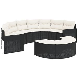 vidaXL Salon de jardin 2 pcs demi-rond noir r&eacute;sine tress&eacute;e