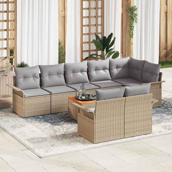 vidaXL Ensemble de canap&eacute; de jardin 9 pcs Beige et Gris clair