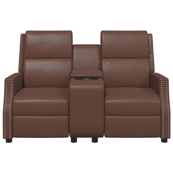 vidaXL Fauteuil inclinable et porte-gobelet 2 places Marron Similicuir