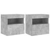 vidaXL Meubles TV muraux et lumi&egrave;res LED 2pcs gris b&eacute;ton 40x30x40 cm