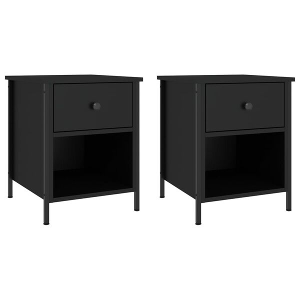 vidaXL Tables de chevet 2 pcs noir 40x42x50 cm bois d&rsquo;ing&eacute;nierie