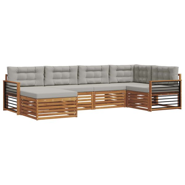 vidaXL Ensemble de canap&eacute;s d'ext&eacute;rieur 6 pcs Gris Naturel et Clair