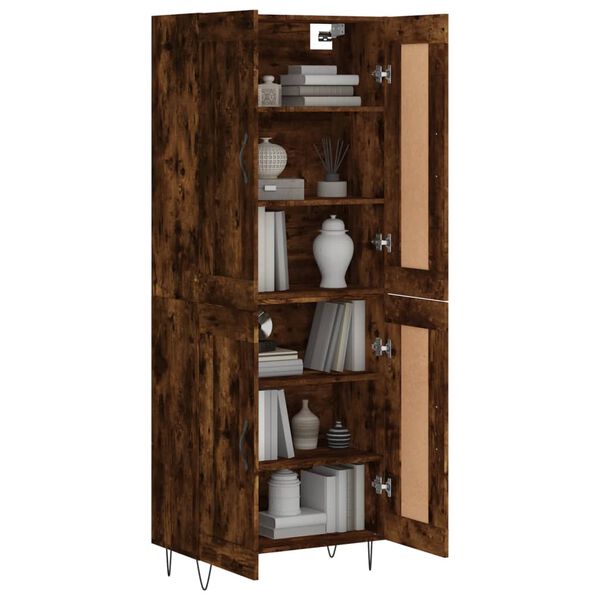 vidaXL Buffet haut Ch&ecirc;ne fum&eacute; 69,5x34x180 cm Bois d'ing&eacute;nierie