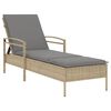 vidaXL Chaise longue avec coussin beige 63x200x81 cm r&eacute;sine tress&eacute;e