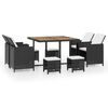 vidaXL Ensemble &agrave; manger d'ext&eacute;rieur 9 pcs r&eacute;sine tress&eacute;e et acacia