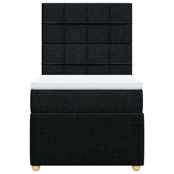 vidaXL Sommier à lattes de lit avec matelas Noir 90x200 cm Tissu