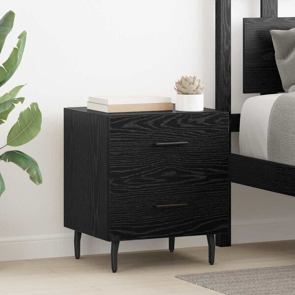 vidaXL Cabinet de chevet avec tiroir Ch&ecirc;ne noir 40 x 35 x 47,5 cm
