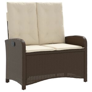 vidaXL Banc inclinable de jardin avec coussins marron r&eacute;sine tress&eacute;e