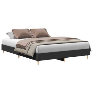 vidaXL Cadre de lit sans matelas noir 150x200 cm bois d'ing&eacute;nierie