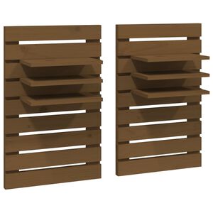 vidaXL &Eacute;tag&egrave;res de chevet murales 2 pcs Marron miel Bois de pin massif