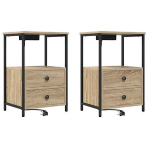 vidaXL Cabinet de chevet 2 pi&egrave;ces Ch&ecirc;ne Sonoma 40 x 31 x 60 cm