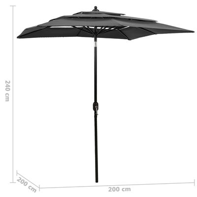 vidaXL Parasol de jardin à 3 niveaux avec mât en aluminium anthracite