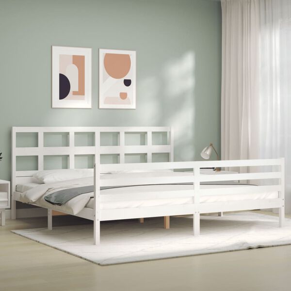 vidaXL Cadre de lit sans matelas blanc 200x200 cm bois massif