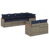 vidaXL Ensemble de canap&eacute; de jardin 7 pcs avec coussins gris r&eacute;sine tress&eacute;e