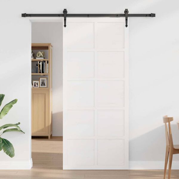 vidaXL Porte de grange Blanc 100 x 2,5 x 208 cm Bois de pin massif