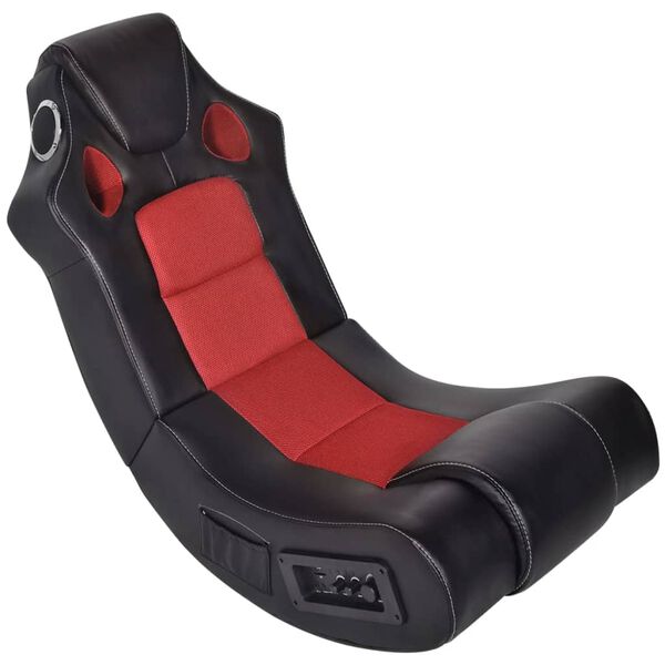 vidaXL Fauteuil &agrave; bascule &agrave; enceinte Noir et rouge Similicuir