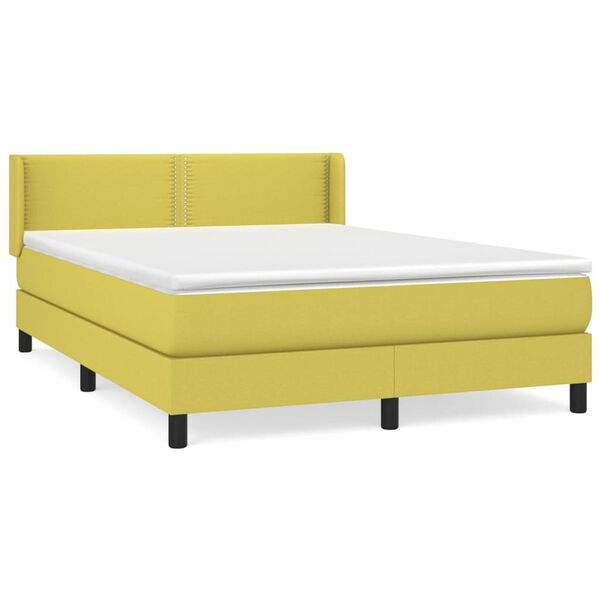 vidaXL Sommier &agrave; lattes de lit avec matelas Vert 140x190 cm Tissu