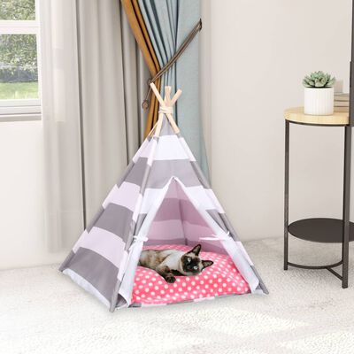 vidaXL Tente pour chats avec sac Peau de pêche Rayures 60x60x70 cm
