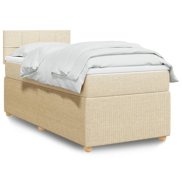 vidaXL Sommier &agrave; lattes de lit et matelas Cr&egrave;me 90x190 cm Tissu