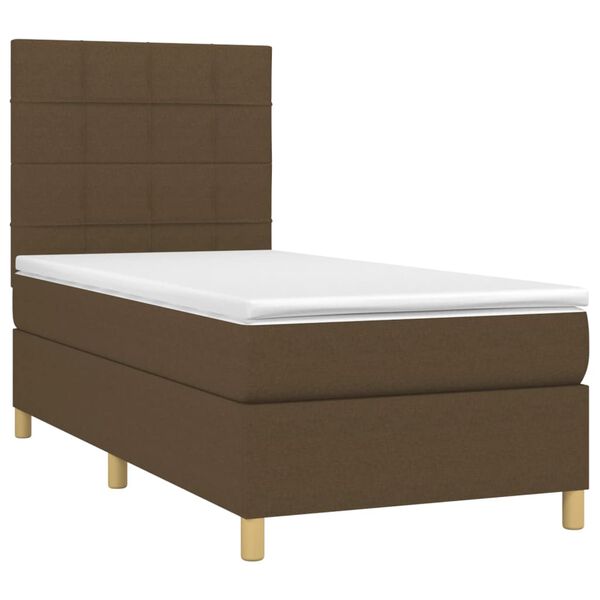 vidaXL Sommier &agrave; lattes de lit et matelas et LED Marron fonc&eacute; 90x190cm