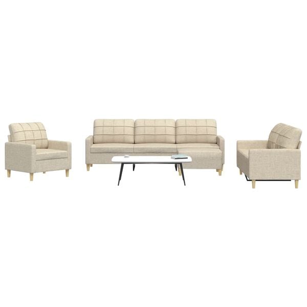 vidaXL Ensemble de canapés 4 pcs avec repose-pied crème tissu