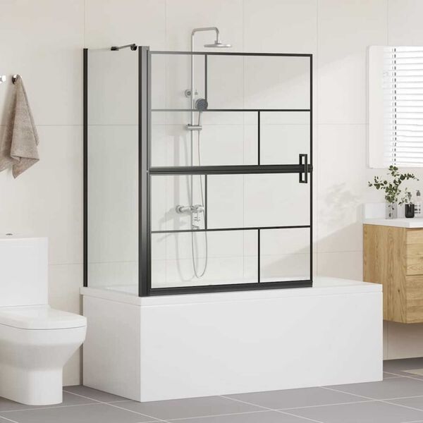 vidaXL &Eacute;cran de douche de bain Noir et Transparent 116 x 68 x 128 cm