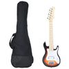 vidaXL Guitare &eacute;lectrique pour enfants et sac marron et blanc 3/4 30"