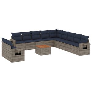 vidaXL Ensemble de canap&eacute; de jardin 12 pcs avec coussins gris