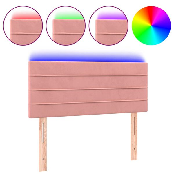 vidaXL T&ecirc;te de lit &agrave; LED Rose 80x5x78/88 cm Velours