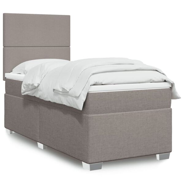 vidaXL Sommier &agrave; lattes de lit avec matelas Taupe 80x200 cm Tissu