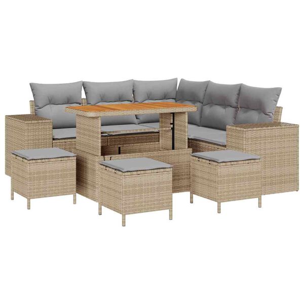 vidaXL Ensemble de canap&eacute; de jardin 9 pcs Beige et Gris clair