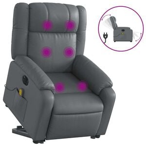 vidaXL Fauteuil inclinable de massage &eacute;lectrique gris similicuir
