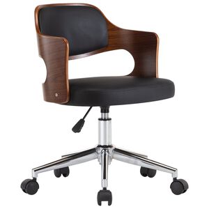 vidaXL Chaise pivotante de bureau Noir Bois courb&eacute; et similicuir