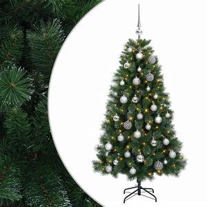 vidaXL Sapin de No&euml;l artificiel avec boule 120 cm 150 LED Blanc chaud