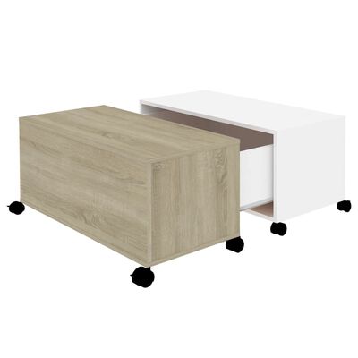 vidaXL Table basse blanc et chêne sonoma 75x75x38 cm bois d'ingénierie