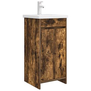 vidaXL Meuble de salle de bain avec &eacute;vier Ch&ecirc;ne fum&eacute; 42 x 40 x 84,5 cm