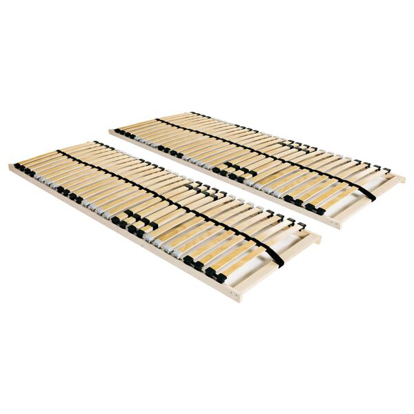 vidaXL Sommiers &agrave; lattes sans matelas 2 pcs avec 28 lattes 80x200 cm