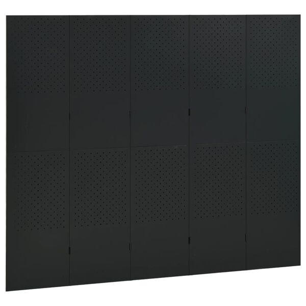 vidaXL Cloison de s&eacute;paration 5 panneaux Noir 200x180 cm Acier