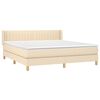 vidaXL Sommier &agrave; lattes de lit avec matelas Cr&egrave;me 160x200 cm Tissu