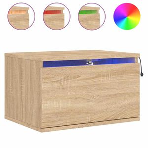 vidaXL Table de chevet murale avec lumi&egrave;res LED ch&ecirc;ne sonoma