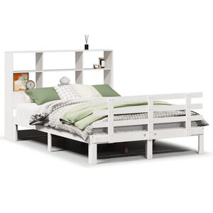 vidaXL Lit biblioth&egrave;que sans matelas blanc 140x200 cm bois pin massif