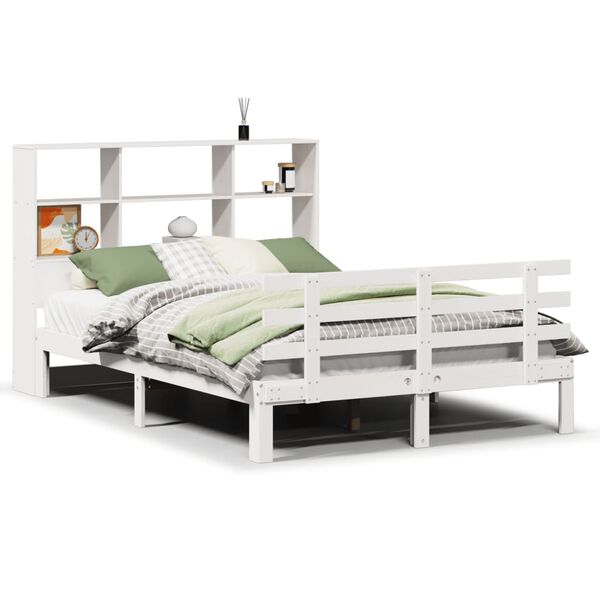 vidaXL Lit biblioth&egrave;que sans matelas blanc 140x200 cm bois pin massif