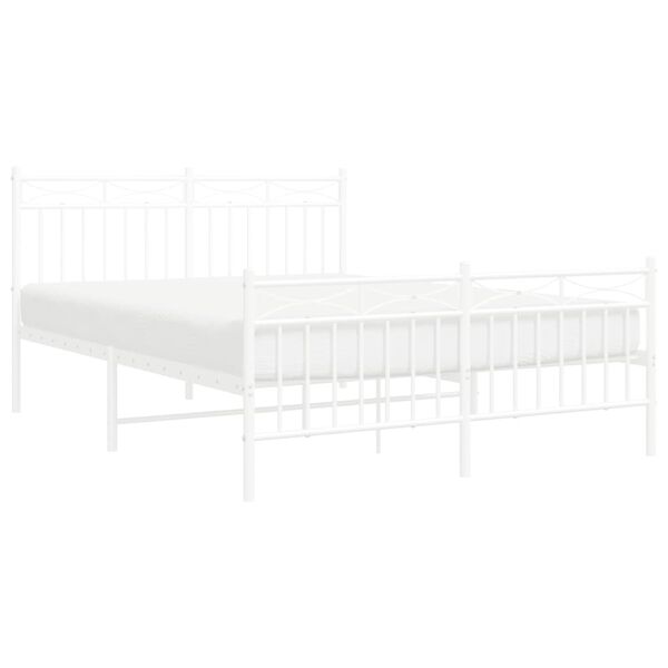 vidaXL Cadre de lit m&eacute;tal sans matelas et pied de lit blanc 140x190 cm