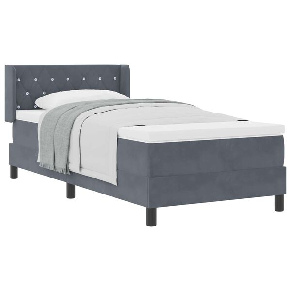 vidaXL Lit &agrave; ressorts avec matelas Gris fonc&eacute; 200 x 90 cm Velours