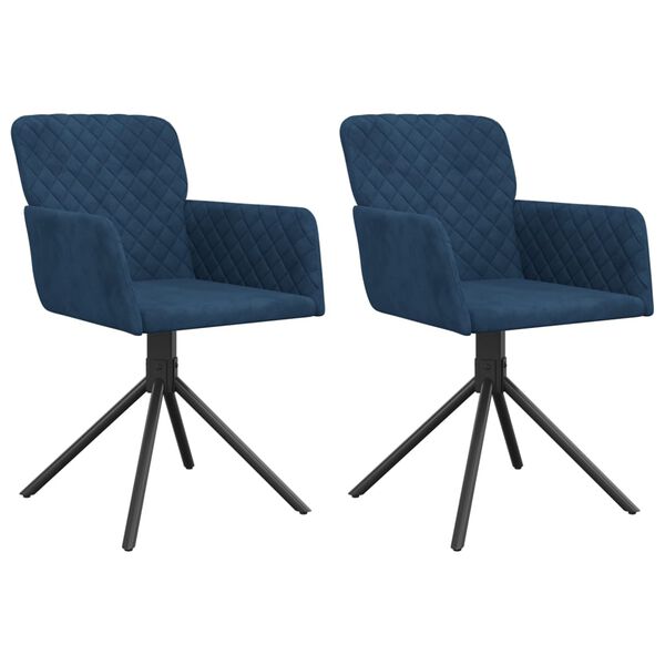 vidaXL Chaises pivotantes à manger lot de 2 Bleu Velours