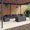 vidaXL Salon de jardin 9 pcs avec coussins R&eacute;sine tress&eacute;e Gris