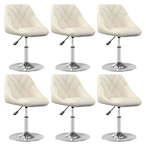 vidaXL Chaises pivotantes &agrave; manger lot de 6 Cr&egrave;me Velours