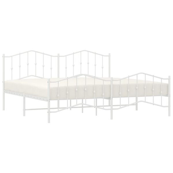 vidaXL Cadre de lit m&eacute;tal sans matelas et pied de lit blanc 200x200 cm