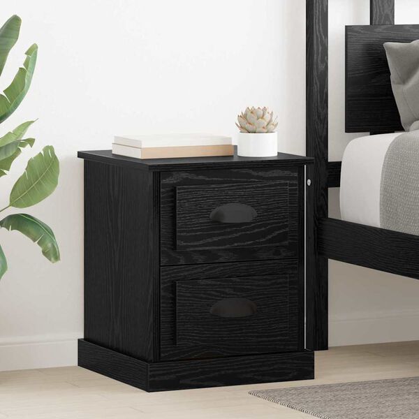 vidaXL Cabinet de chevet 2 pcs Ch&ecirc;ne noir 39 x 39 x 47.5 cm