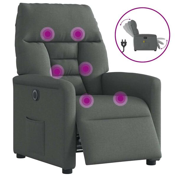 vidaXL Fauteuil inclinable de massage &eacute;lectrique gris fonc&eacute; tissu